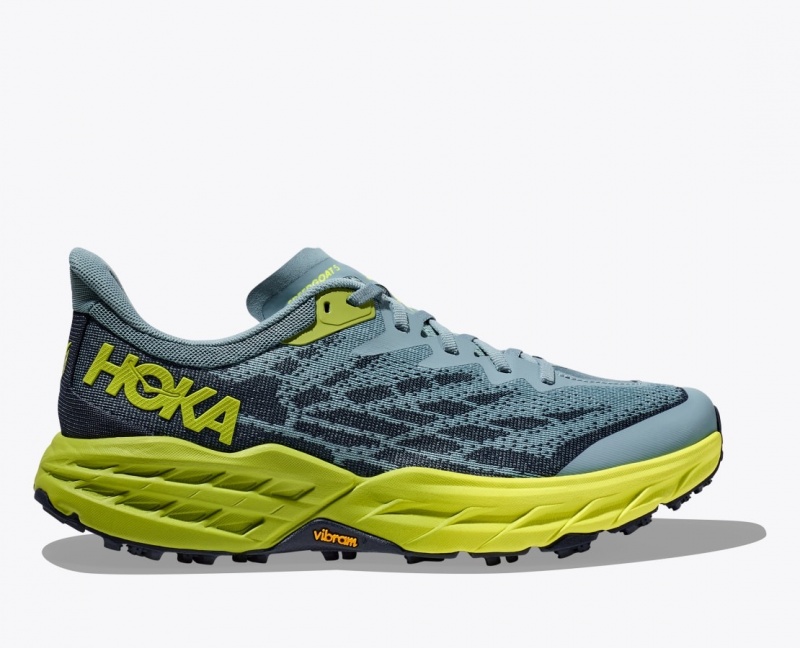 Men\'s HOKA Speedgoat 5 Trail Running Shoes Blue / Green / Black | VGWAR-7839