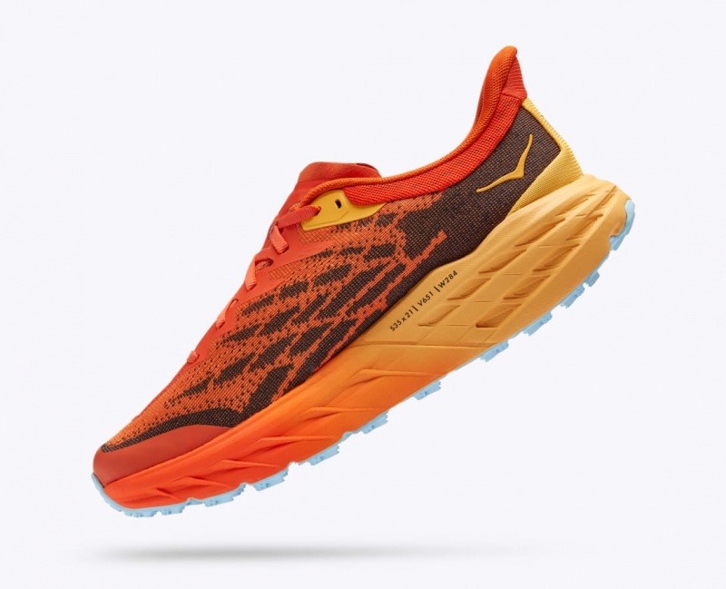 Men's HOKA Speedgoat 5 Trail Running Shoes Orange / Dark Brown | YHNBJ-0216