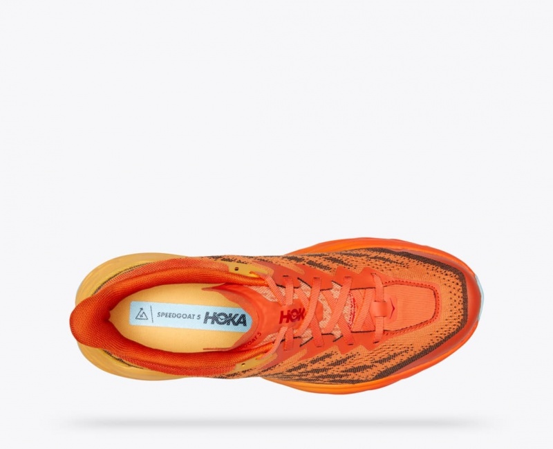 Men's HOKA Speedgoat 5 Trail Running Shoes Orange / Dark Brown | YHNBJ-0216