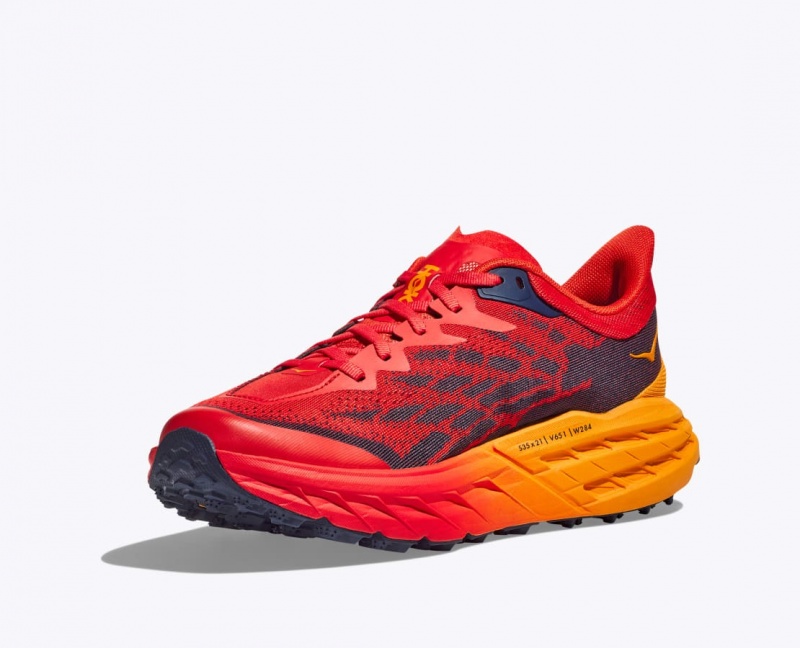 Men's HOKA Speedgoat 5 Trail Running Shoes Red / Dark Brown | TYEPS-1753