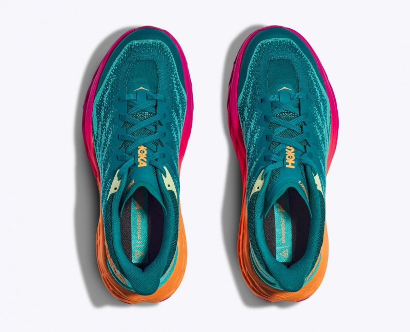 Men's HOKA Speedgoat 5 Trail Running Shoes Dark Turquoise / Pink / Orange | EWUGM-8910