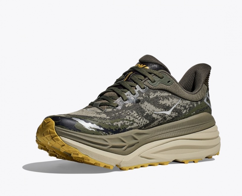 Men's HOKA Stinson 7 Trail Running Shoes Olive / Black | RLIPC-3567