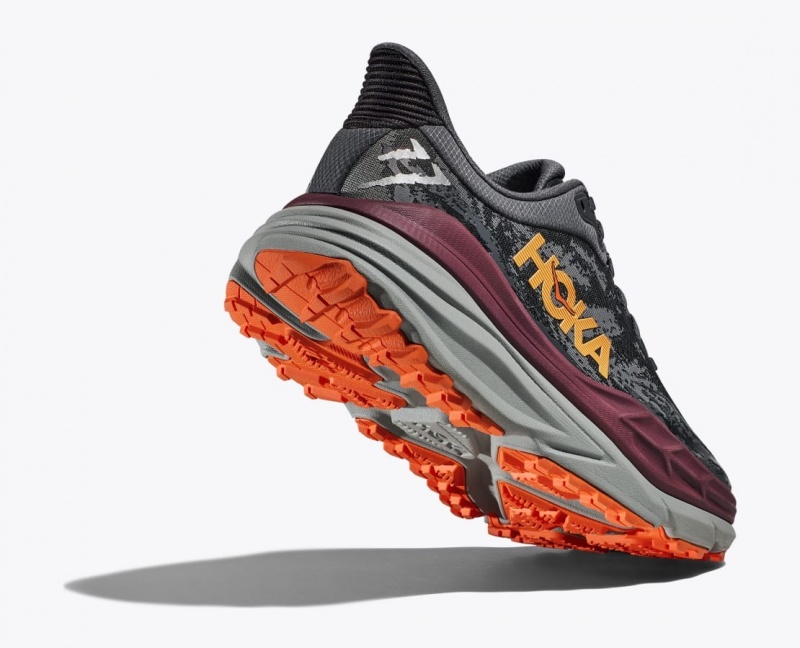 Men's HOKA Stinson 7 Trail Running Shoes Dark Grey / Black / Dark Red | TZRBE-3549