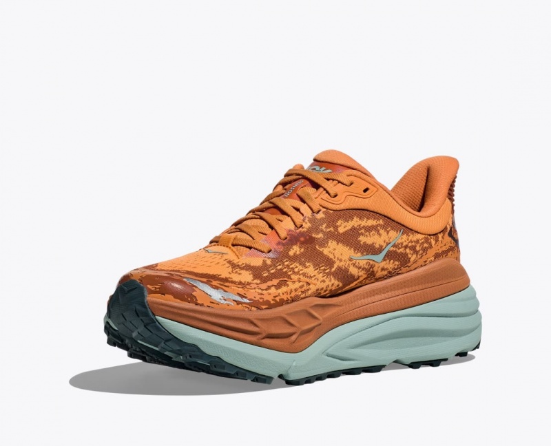 Men's HOKA Stinson 7 Trail Running Shoes Orange / Brown | WHCZB-2538