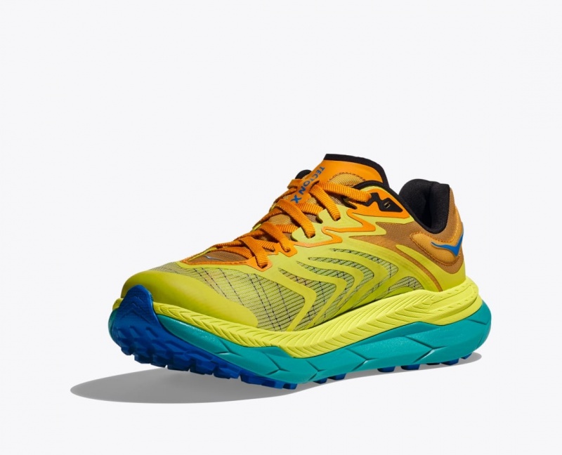 Men's HOKA Tecton X 2 Trail Running Shoes Green / Orange | KDTVE-2016