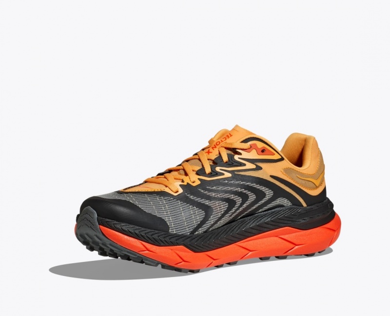 Men's HOKA Tecton X 2 Trail Running Shoes Black / Orange / Red | USPQZ-6475