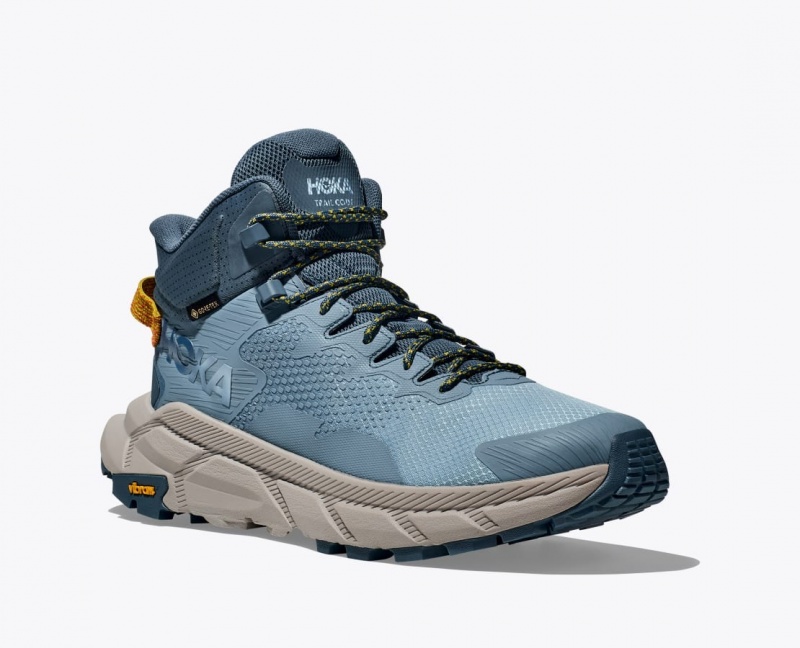 Men's HOKA Trail Code GTX Hiking Boots Blue | HIXSO-3528