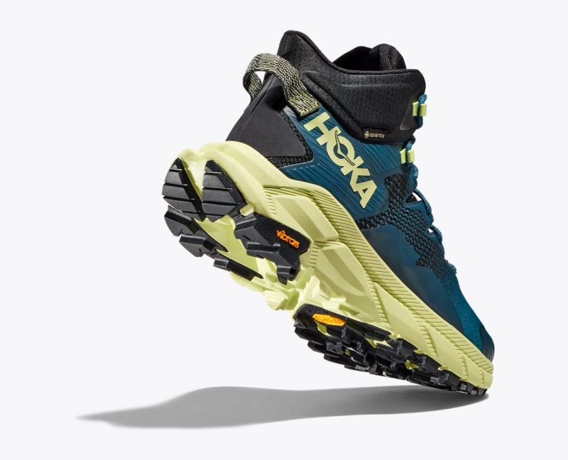 Men's HOKA Trail Code GTX Hiking Boots Blue / Black / Light Green | YFXDP-5627