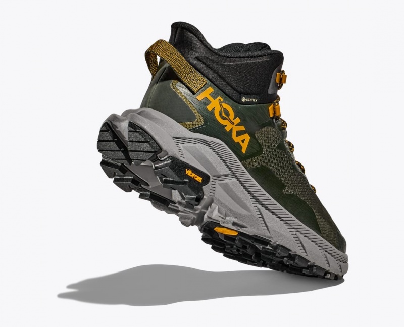 Men's HOKA Trail Code GTX Hiking Boots Dark Green | JWXHY-3546