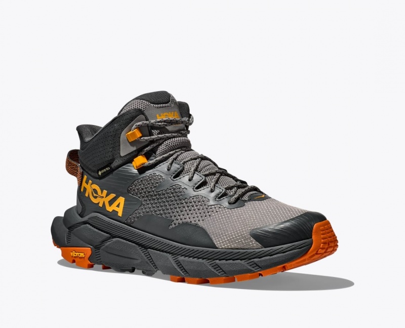 Men's HOKA Trail Code GTX Hiking Boots Grey / Black | UVSKQ-8024