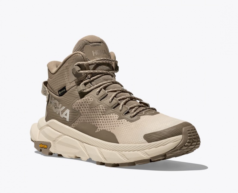 Men's HOKA Trail Code GTX Hiking Boots Khaki / Beige | ATCGM-2473