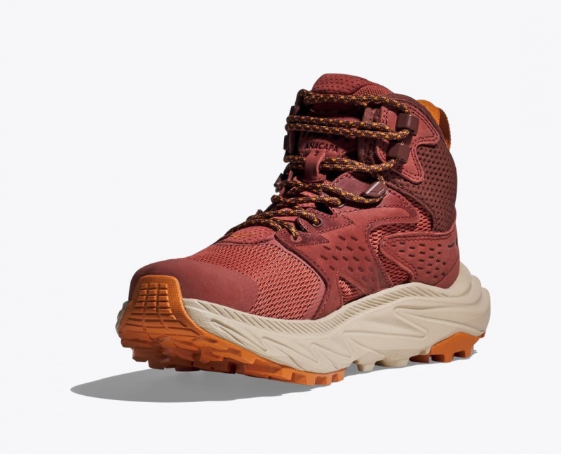 Women's HOKA Anacapa 2 Mid GTX Hiking Boots Red | DOBUH-9053