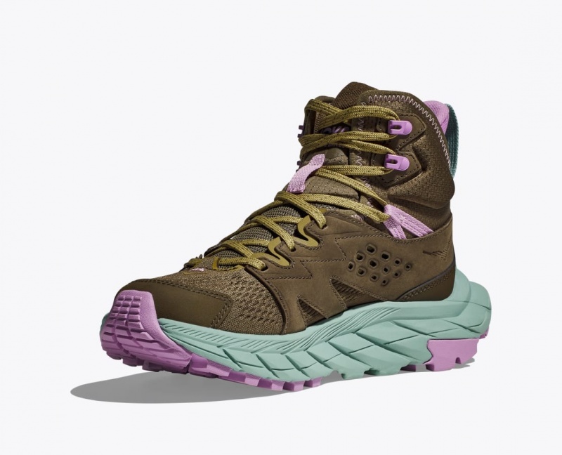 Women's HOKA Anacapa Breeze Mid Hiking Boots Dark Olive | LBYTU-9287