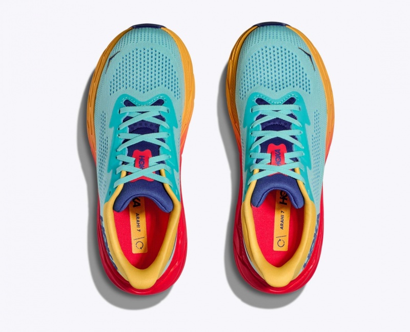 Women's HOKA Arahi 7 Running Shoes Turquoise / Orange | QCGLT-2340