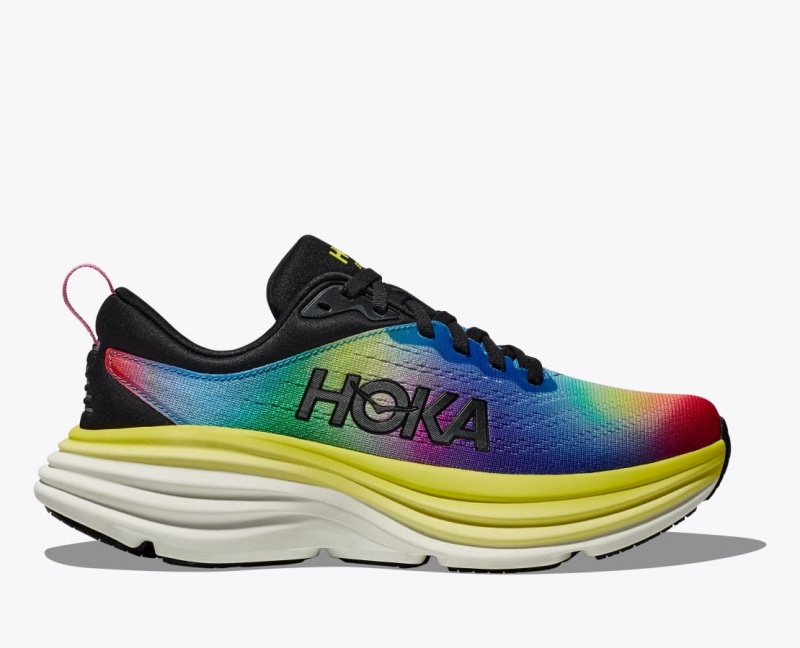 Women\'s HOKA Bondi 8 Running Shoes Black / Multicolor | RQIUX-8203