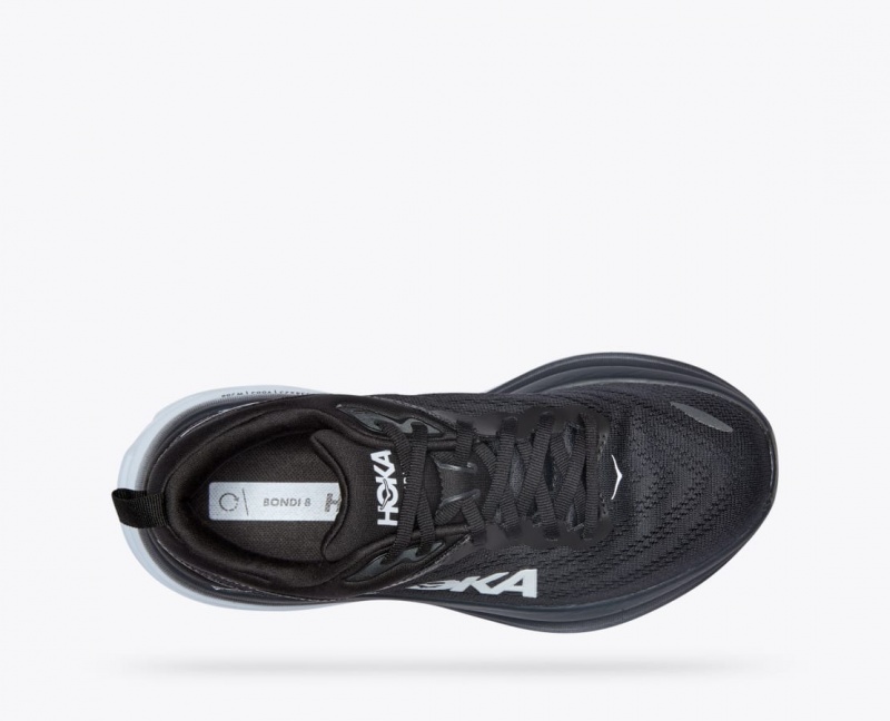 Women's HOKA Bondi 8 Running Shoes Black / White | YTXEU-6758