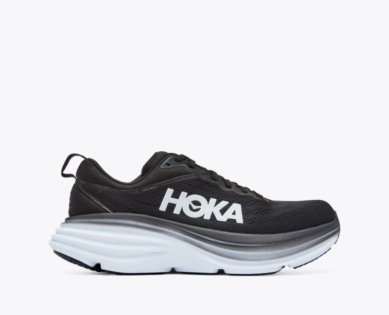 Women\'s HOKA Bondi 8 Running Shoes Black / White | YTXEU-6758