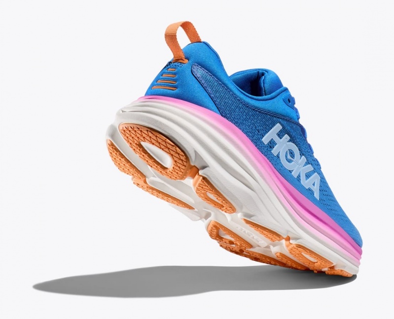 Women's HOKA Bondi 8 Running Shoes Blue / Pink | VIWRQ-6723