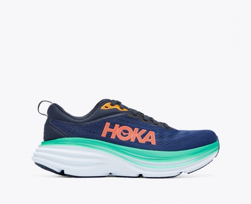 Women\'s HOKA Bondi 8 Running Shoes Dark Blue / Turquoise | CDHVA-8209