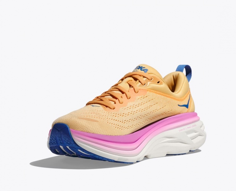 Women's HOKA Bondi 8 Running Shoes Light Orange / Pink | SELXC-0642