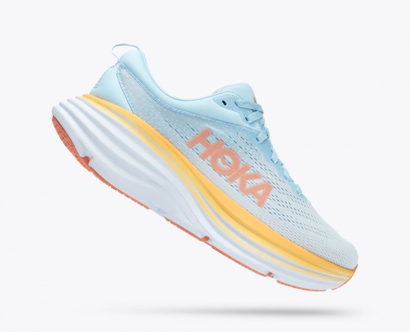 Women's HOKA Bondi 8 Running Shoes Light Blue | UXLRM-2158