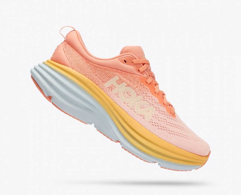 Women's HOKA Bondi 8 Running Shoes Light Coral | WNEBP-1802