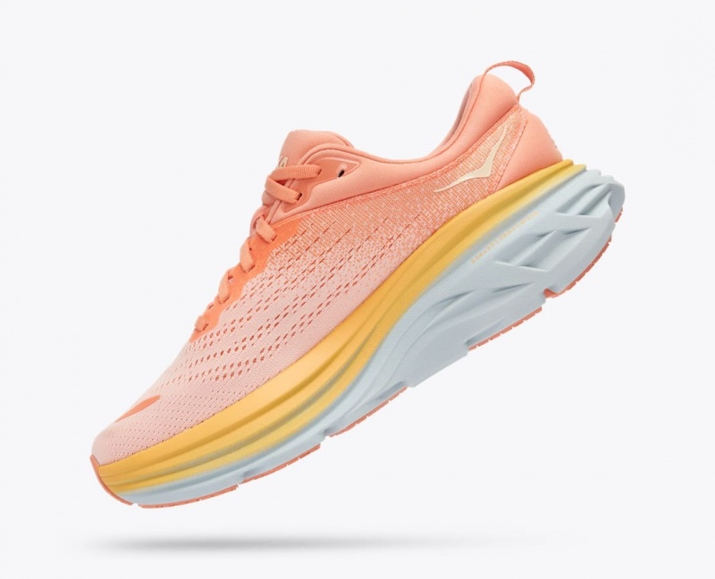 Women's HOKA Bondi 8 Running Shoes Light Coral | WNEBP-1802