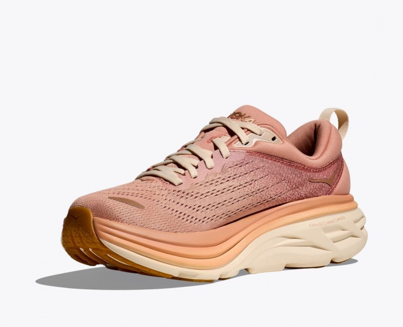 Women's HOKA Bondi 8 Running Shoes Rose Gold | AHGCE-1849