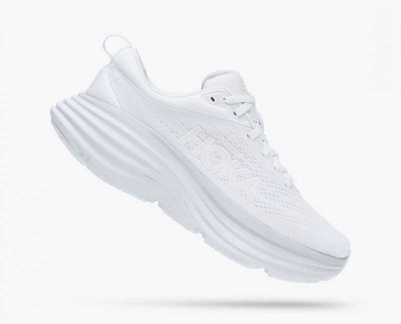 Women's HOKA Bondi 8 Running Shoes White | PQYZC-2043