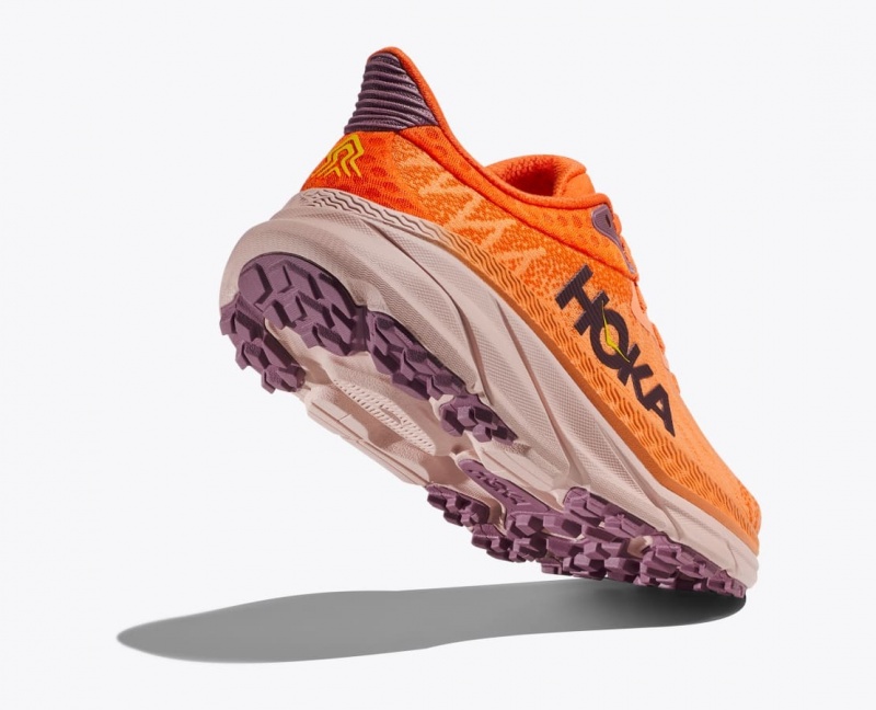 Women's HOKA Challenger 7 Trail Running Shoes Orange | CZOEM-0863