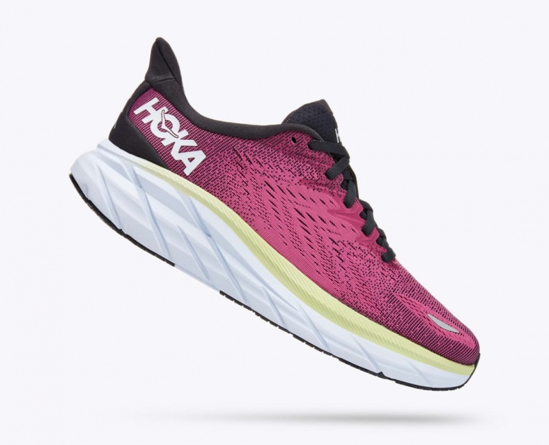 Women's HOKA Clifton 8 Running Shoes Light Burgundy | NHUEX-0792