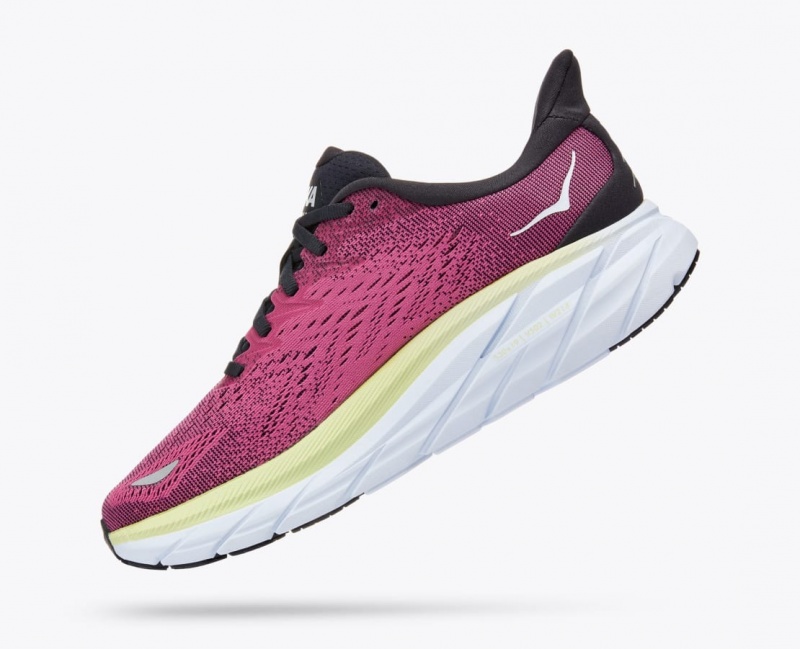 Women's HOKA Clifton 8 Running Shoes Light Burgundy | NHUEX-0792