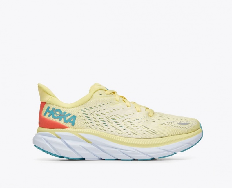 Women\'s HOKA Clifton 8 Running Shoes Light Yellow | IAKDT-4591