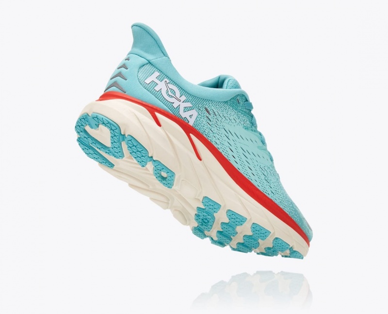 Women's HOKA Clifton 8 Running Shoes Turquoise | XZRYA-9471