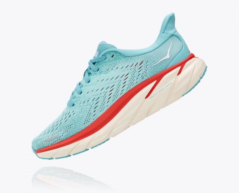 Women's HOKA Clifton 8 Running Shoes Turquoise | XZRYA-9471