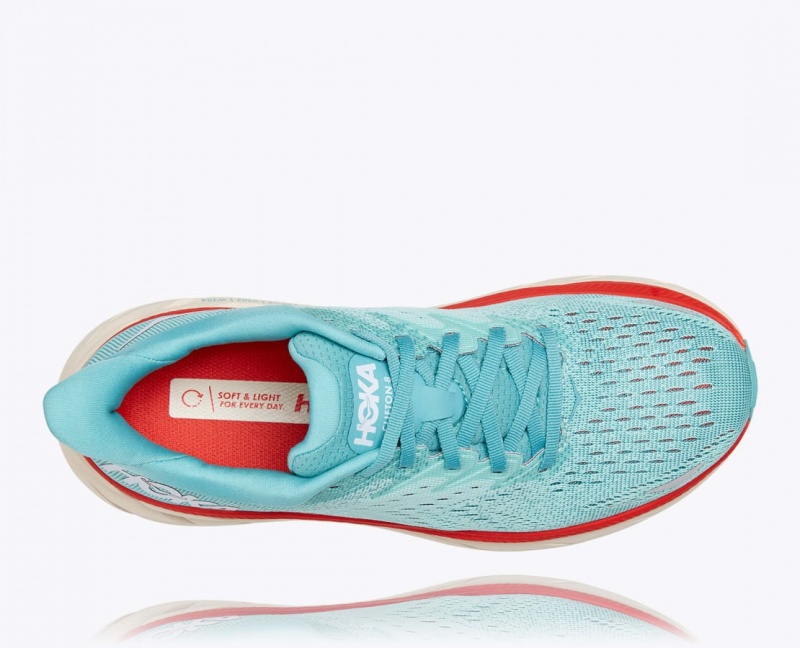 Women's HOKA Clifton 8 Running Shoes Turquoise | XZRYA-9471