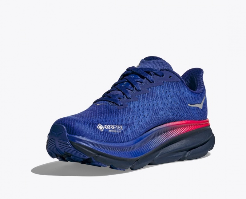 Women's HOKA Clifton 9 GTX Running Shoes Blue | WUDSG-9842