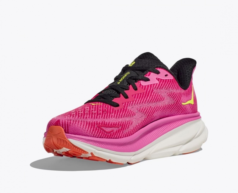 Women's HOKA Clifton 9 Running Shoes Pink / Black | CNYIV-8056