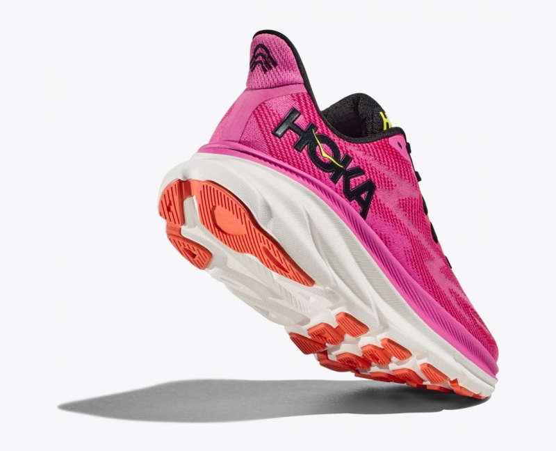 Women's HOKA Clifton 9 Running Shoes Pink / Black | CNYIV-8056