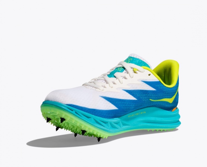 Women's HOKA Crescendo MD Track Spikes White / Blue | NQFGX-8247