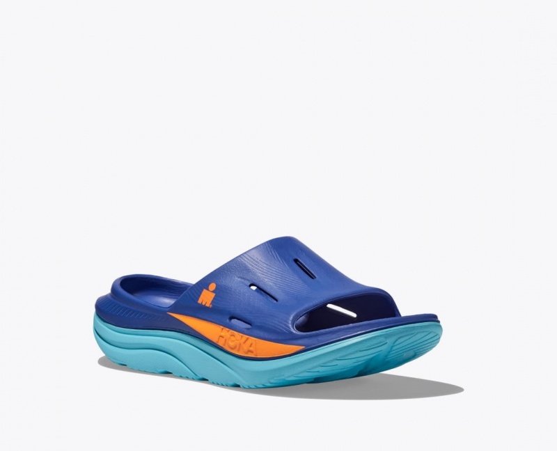 Women's HOKA IRONMAN Ora Recovery Slide Blue | BLVEI-9106