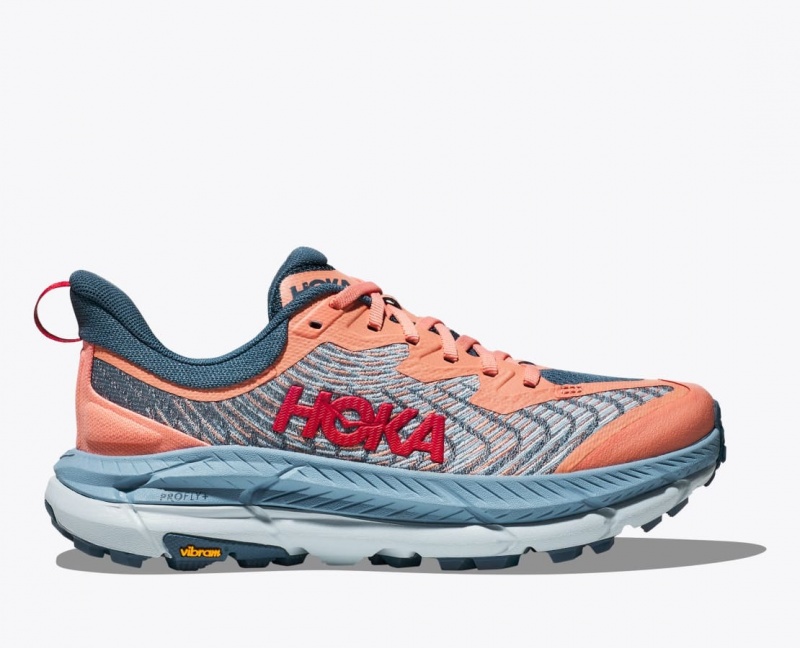 Women\'s HOKA Mafate Speed 4 Trail Running Shoes Grey / Coral | BAMIL-9452