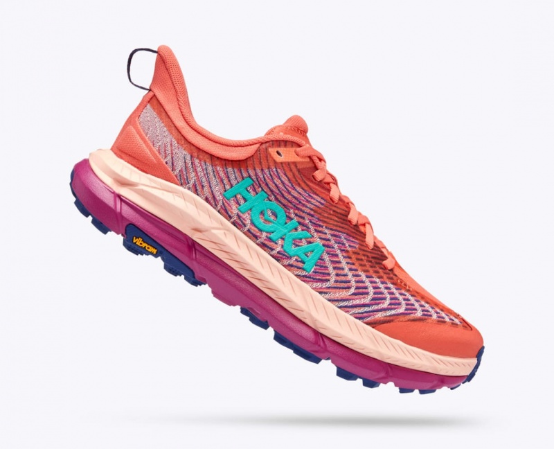 Women's HOKA Mafate Speed 4 Trail Running Shoes Coral / Red | MICZN-4025