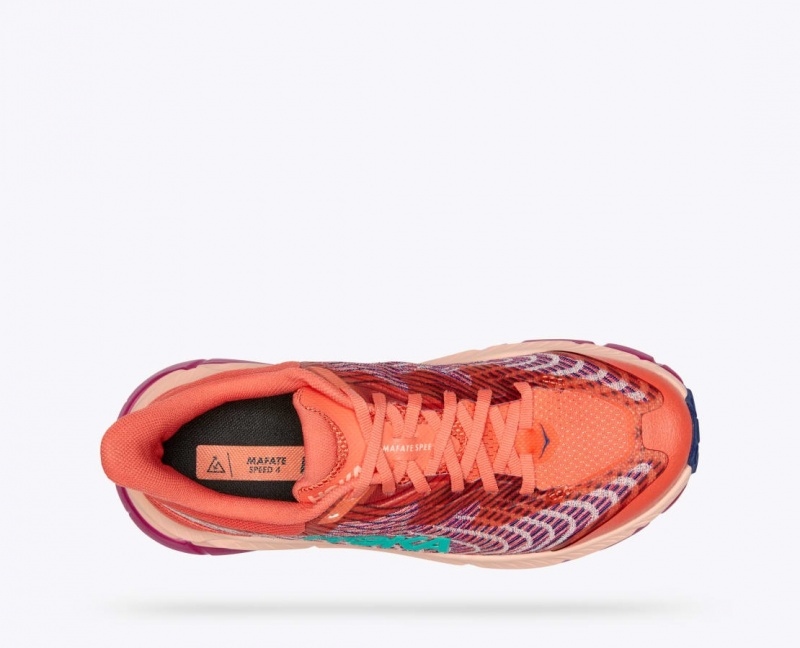 Women's HOKA Mafate Speed 4 Trail Running Shoes Coral / Red | MICZN-4025