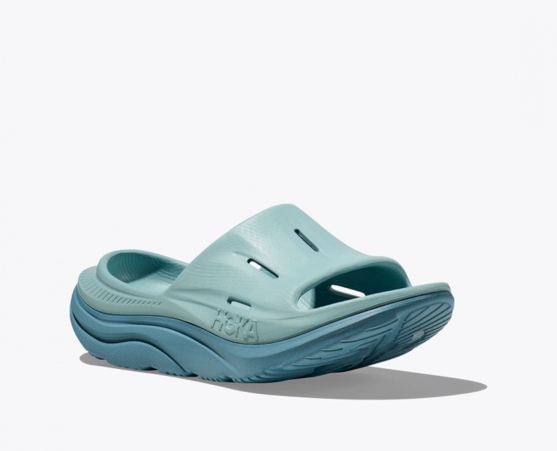 Women's HOKA Ora Recovery 3 Slide Grey Blue | BFLRG-0694