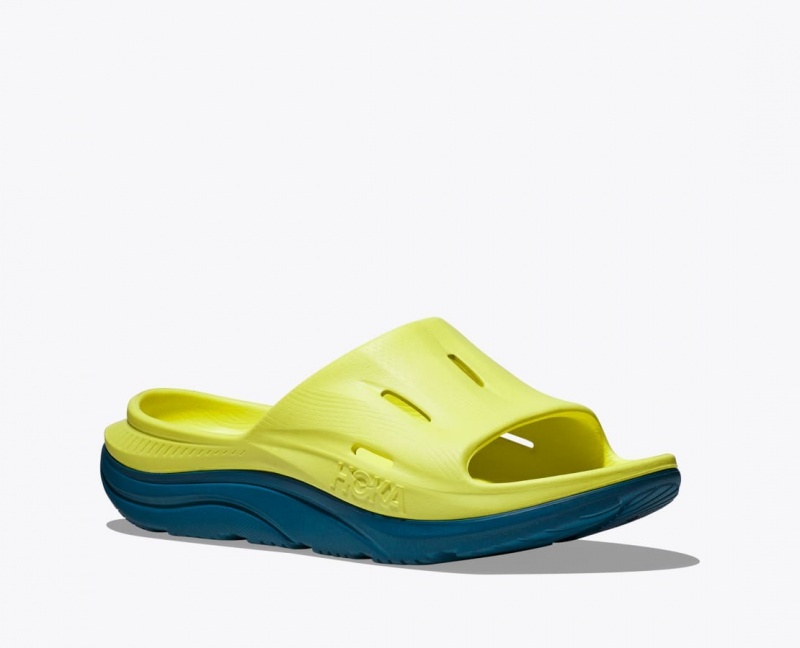 Women's HOKA Ora Recovery 3 Slide Light Green / Dark Green | TFVXH-6459