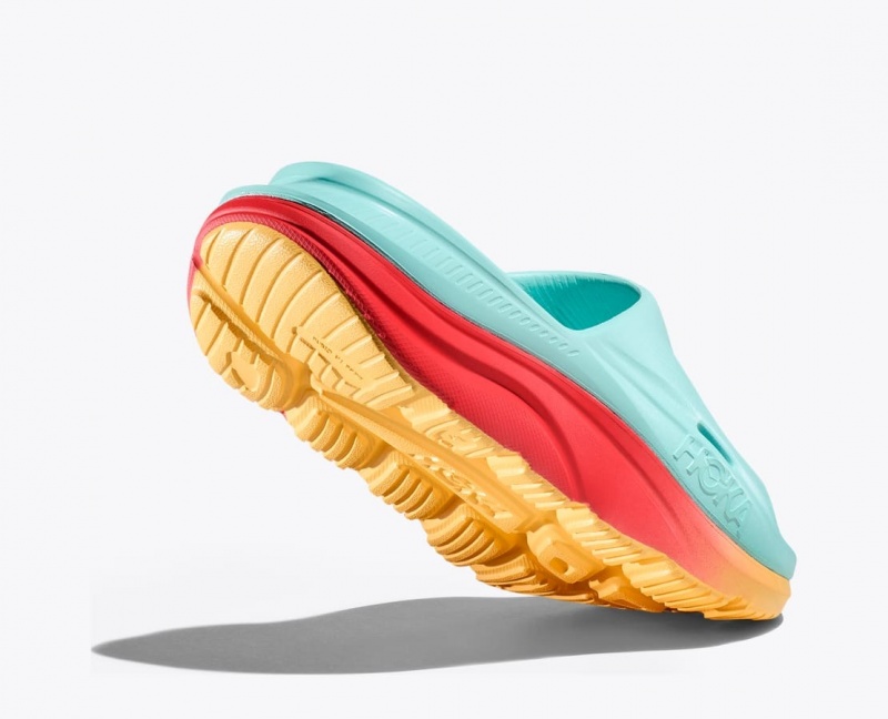 Women's HOKA Ora Recovery 3 Slide Light Turquoise / Orange | OIEQR-8759