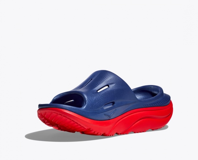 Women's HOKA Ora Recovery 3 Slide Navy / Red | BWYPX-9156