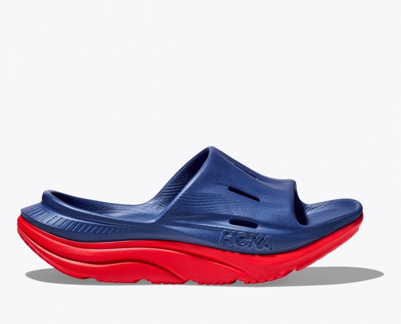 Women\'s HOKA Ora Recovery 3 Slide Navy / Red | BWYPX-9156