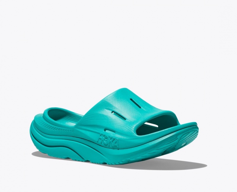 Women's HOKA Ora Recovery 3 Slide Turquoise | DKFXB-3809